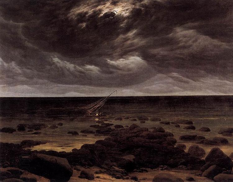 Caspar David Friedrich Seashore with Shipwreck by Moonlight China oil painting art